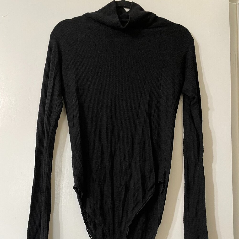 Free People Black Knit Turtleneck Bodysuit – Size L